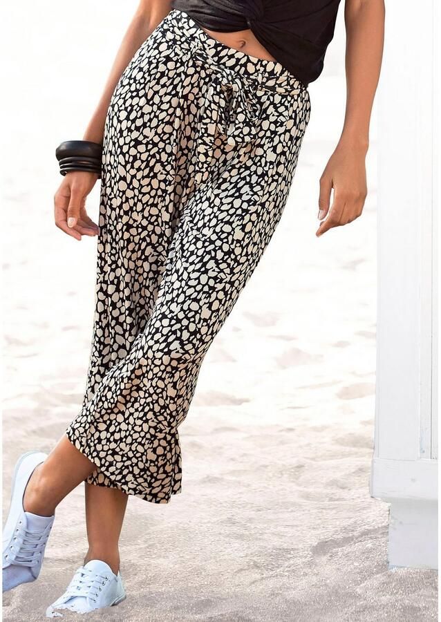 Lascana Culotte en all-over print 7 8 lengte elastische tailleband zomerbroek (Met een bindceintuur) - Foto 6