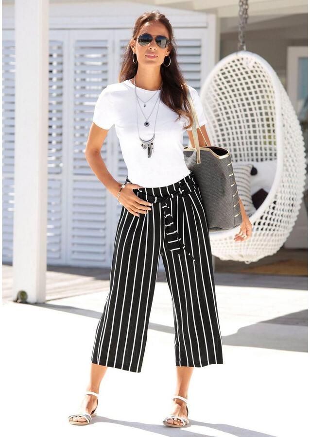 Lascana Culotte in 7 8-lengte en bindceintuur jersey broek casual-zomers (Met een bindceintuur) - Foto 3