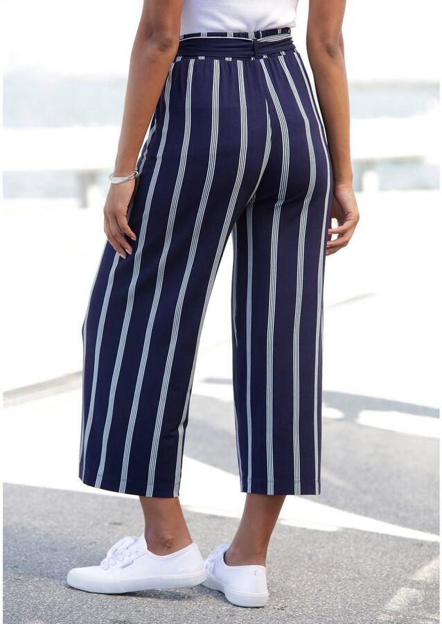 Lascana Culotte in paperbag look luchtige jersey broek casual (Met een bindceintuur)