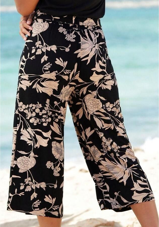 Lascana Culotte met bloemenprint stoffen broek stretch (Met een bindceintuur) - Foto 7