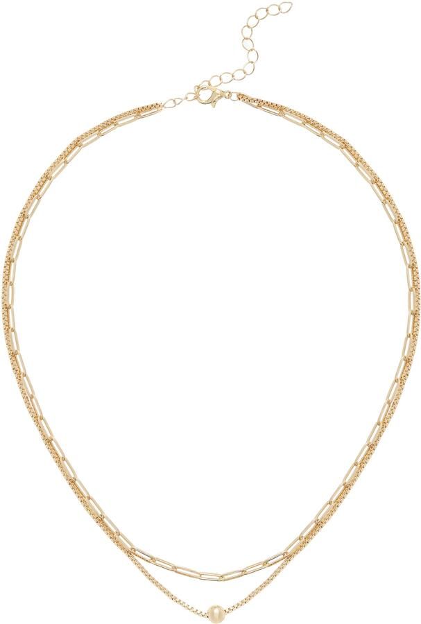 Lascana Edelstalen ketting Halsketting in lagenlook dubbele ketting collier met bol - Foto 2