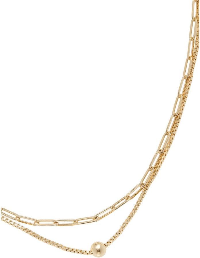 Lascana Edelstalen ketting Halsketting in lagenlook dubbele ketting collier met bol