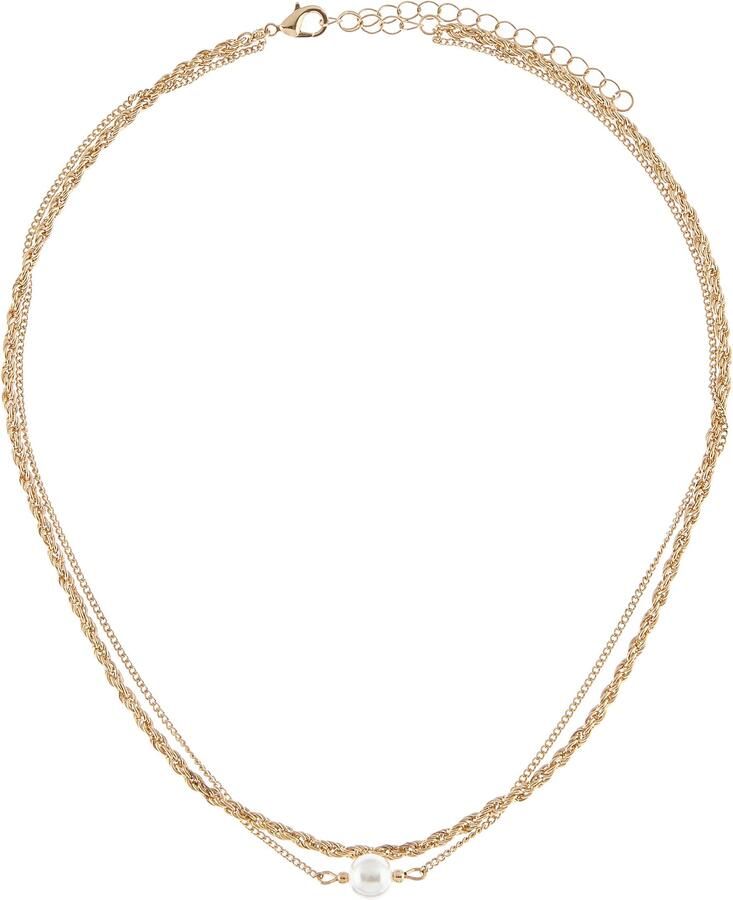 Lascana Edelstalen ketting in laaglook met parel dubbele ketting - Foto 2