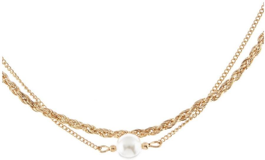 Lascana Edelstalen ketting in laaglook met parel dubbele ketting