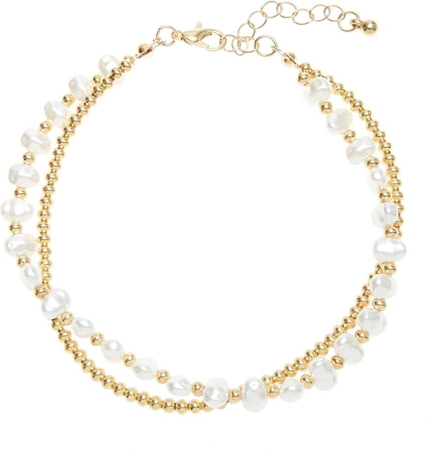 Lascana Enkelkettinkje met imitatie zoetwaterparels enkelketting-armband enkelketting set - Foto 2