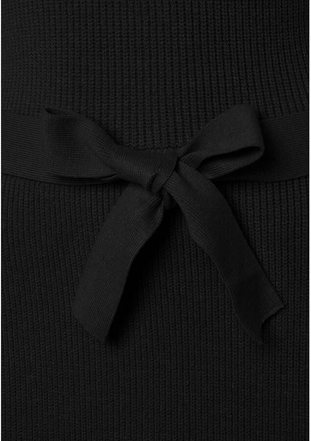 Lascana Gebreide jurk en v-hals herfst-winterjurk casual-elegant (Met een bindceintuur)