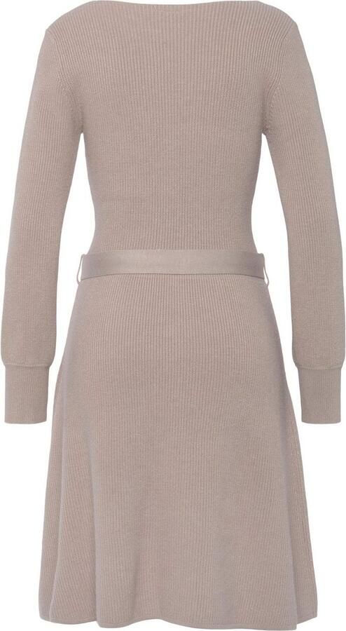 Lascana Gebreide jurk en v-hals herfst-winterjurk casual-elegant (Met een bindceintuur) - Foto 5