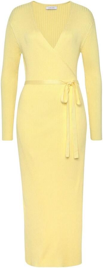 Lascana Gebreide jurk -Loungejurk Wikkeljurk met tailleband loungewear - Foto 5