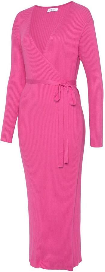 Lascana Gebreide jurk -Loungejurk Wikkeljurk met tailleband loungewear - Foto 5