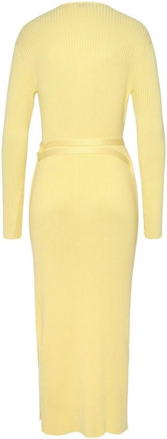 Lascana Gebreide jurk -Loungejurk Wikkeljurk met tailleband loungewear - Foto 6