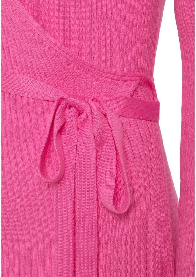 Lascana Gebreide jurk -Loungejurk Wikkeljurk met tailleband loungewear - Foto 2