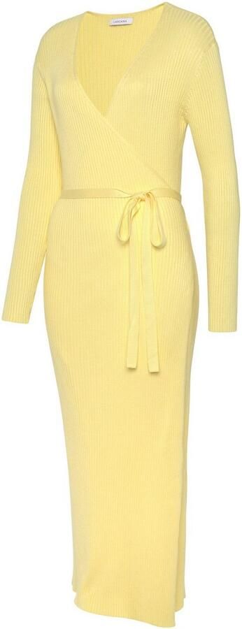 Lascana Gebreide jurk -Loungejurk Wikkeljurk met tailleband loungewear - Foto 4