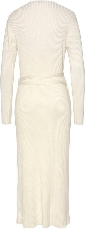 Lascana Gebreide jurk -Loungejurk Wikkeljurk met tailleband loungewear - Foto 7