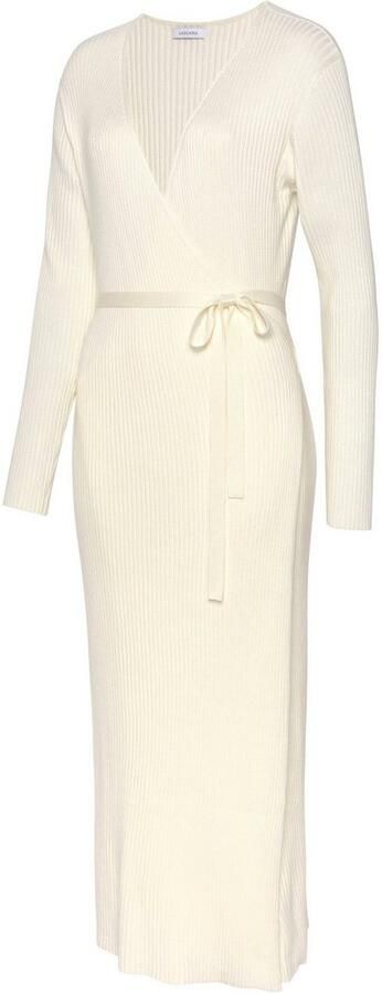 Lascana Gebreide jurk -Loungejurk Wikkeljurk met tailleband loungewear - Foto 6