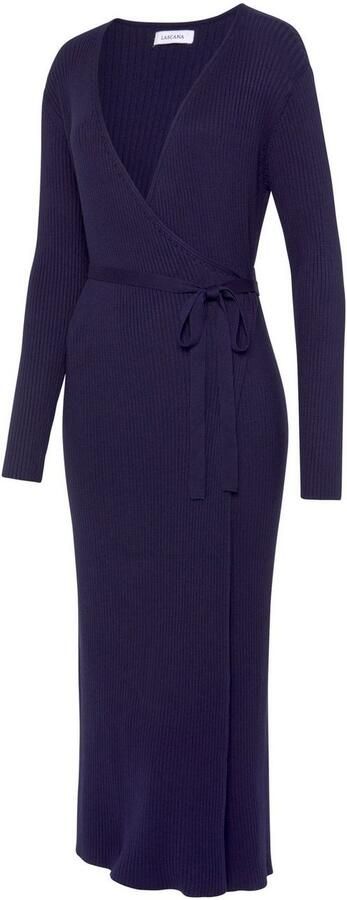 Lascana Gebreide jurk -Loungejurk Wikkeljurk met tailleband loungewear - Foto 5