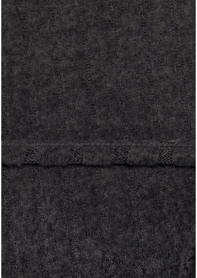 Lascana Gebreide jurk Ribgebreide jurk loungejurk Lounge- rib jurk met wijde mouwen en tailleband loungewear (1-delig) - Foto 2