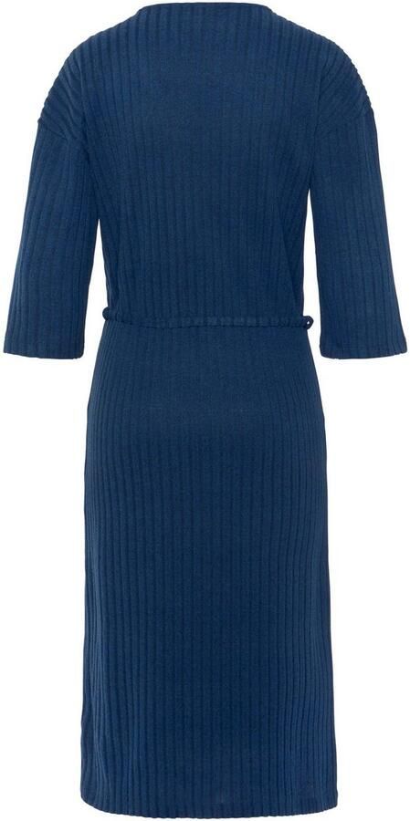 Lascana Gebreide jurk Ribgebreide jurk loungejurk Lounge- rib jurk met wijde mouwen en tailleband loungewear (1-delig) - Foto 5