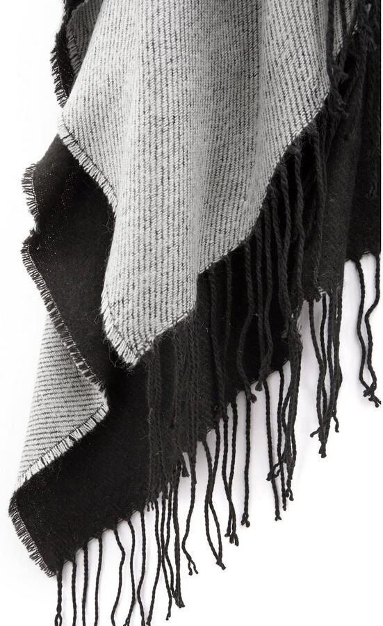 Lascana Gebreide poncho Cape Omkeerbare poncho franje-doek sjaal VEGAN - Foto 3