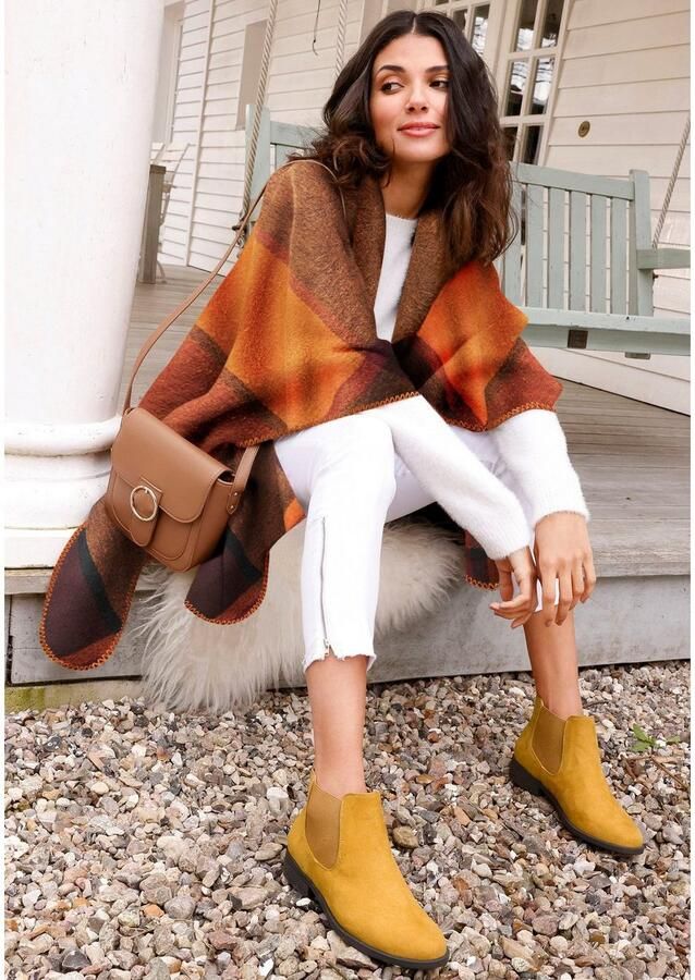 Lascana Gebreide poncho in knuffelige kwaliteit ruitendeken cape sjaal - Foto 2