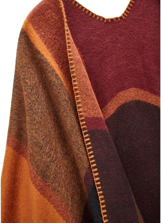 Lascana Gebreide poncho in knuffelige kwaliteit ruitendeken cape sjaal