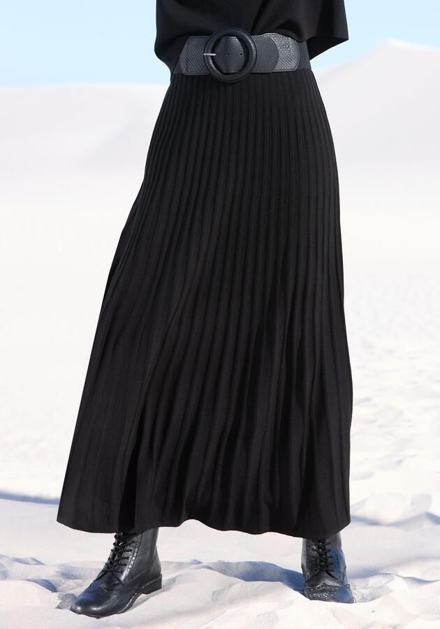 Lascana Gebreide rok in plissé-look elegante maxirok van structuurbreisel - Foto 4