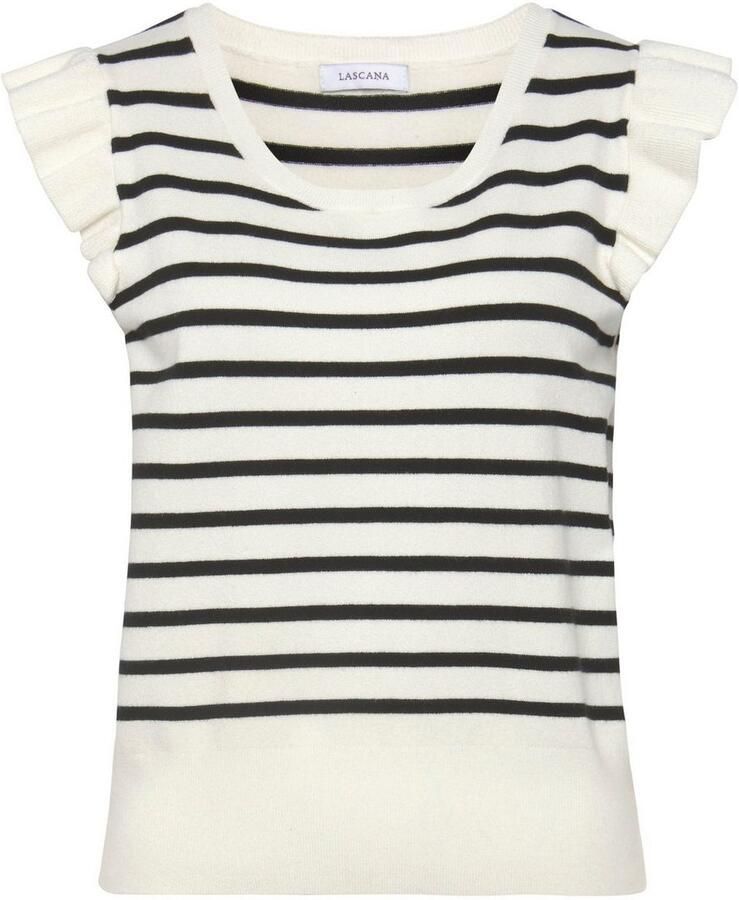 Lascana Gebreide top met strepen en vleugelmouwen korte mouwen streep-pullover