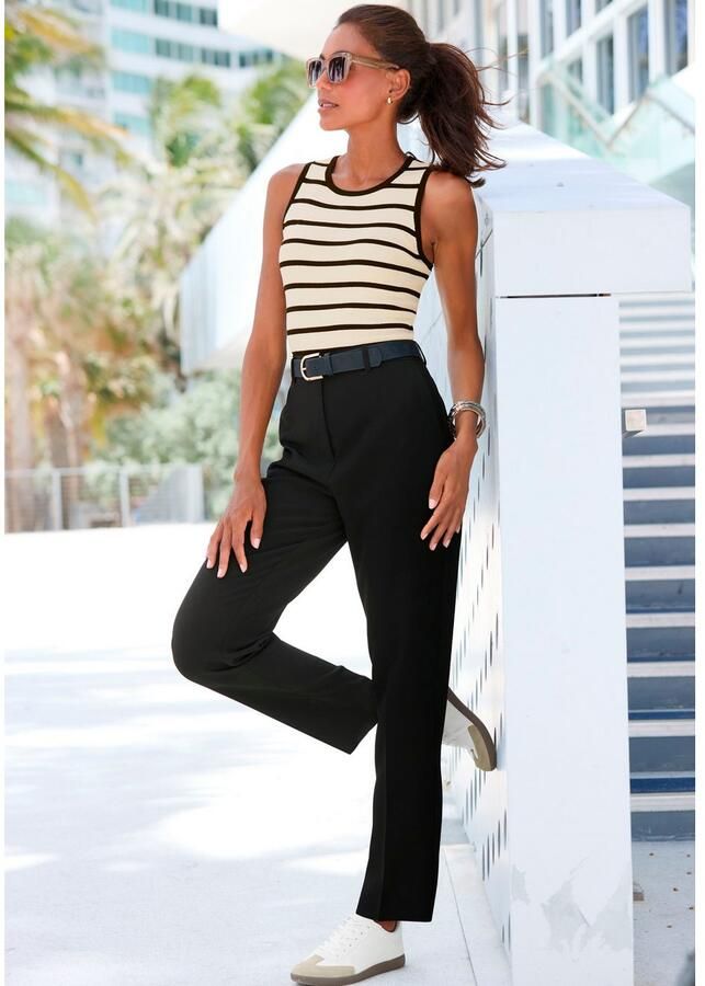 Lascana Pantalon met persplooien elegante stofbroek met zakken business-look