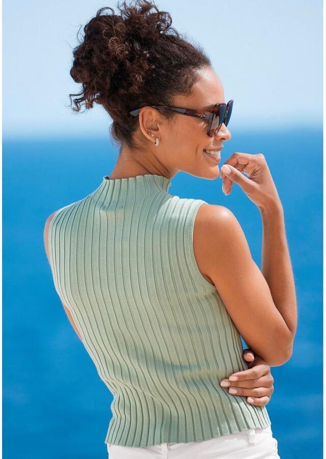 Lascana Gebreide top van zacht ribgebreid met opstaande kraag modieus - Foto 6