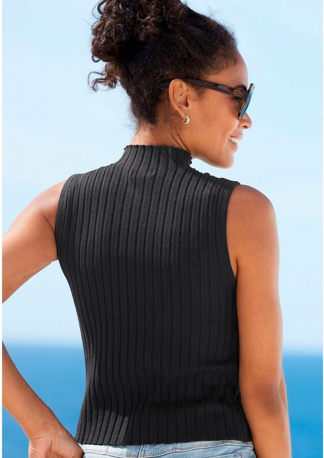 Lascana Gebreide top van zacht ribgebreid met opstaande kraag modieus - Foto 6