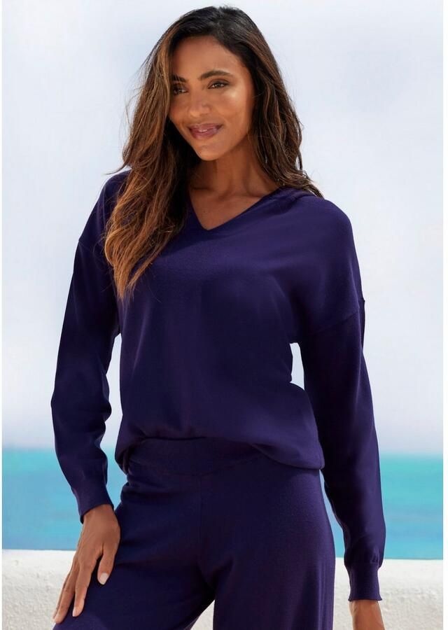 Lascana Gebreide trui Hoodie Capuchonsweatshirt van zachte viscosemix loungewear - Foto 3