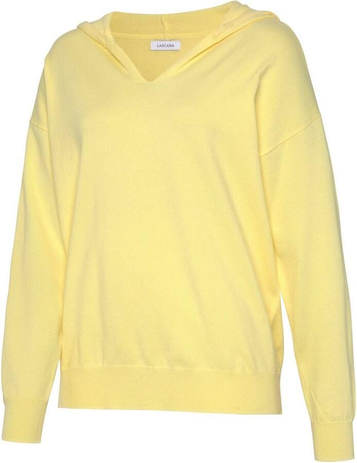 Lascana Gebreide trui Hoodie Capuchonsweatshirt van zachte viscosemix loungewear
