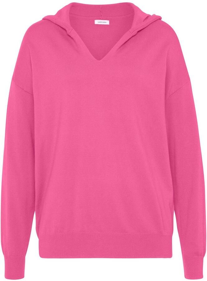 Lascana Gebreide trui Hoodie Capuchonsweatshirt van zachte viscosemix loungewear