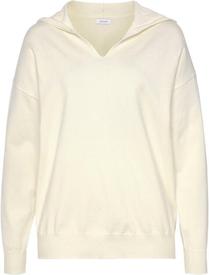 Lascana Gebreide trui Hoodie Capuchonsweatshirt van zachte viscosemix loungewear