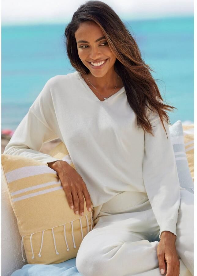 Lascana Gebreide trui Hoodie Capuchonsweatshirt van zachte viscosemix loungewear - Foto 5