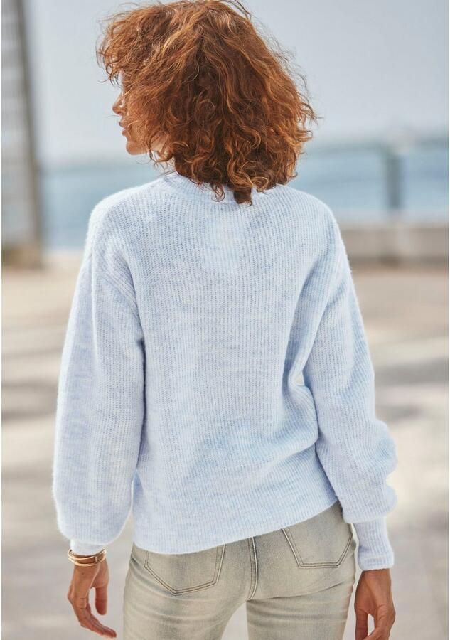 Lascana Gebreide trui in melange-look losse damespullover basic - Foto 4