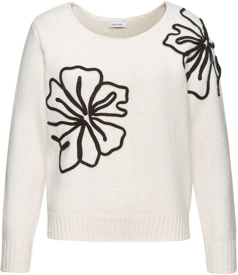 Lascana Gebreide trui met bloe -applicatie winterpullover modieus - Foto 6
