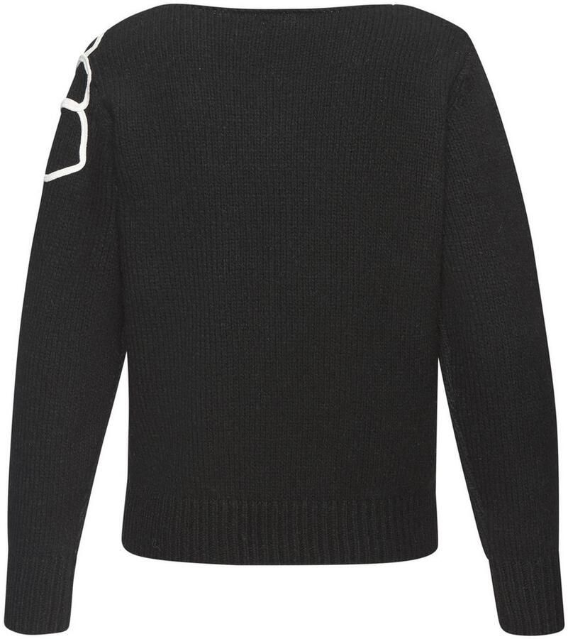 Lascana Gebreide trui met bloe -applicatie winterpullover modieus