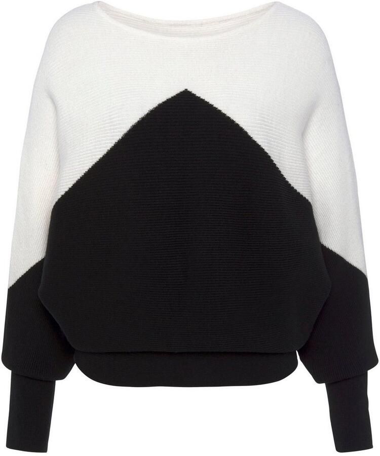 Lascana Gebreide trui met colorblock-look en lichte vleermuismouwen - Foto 7