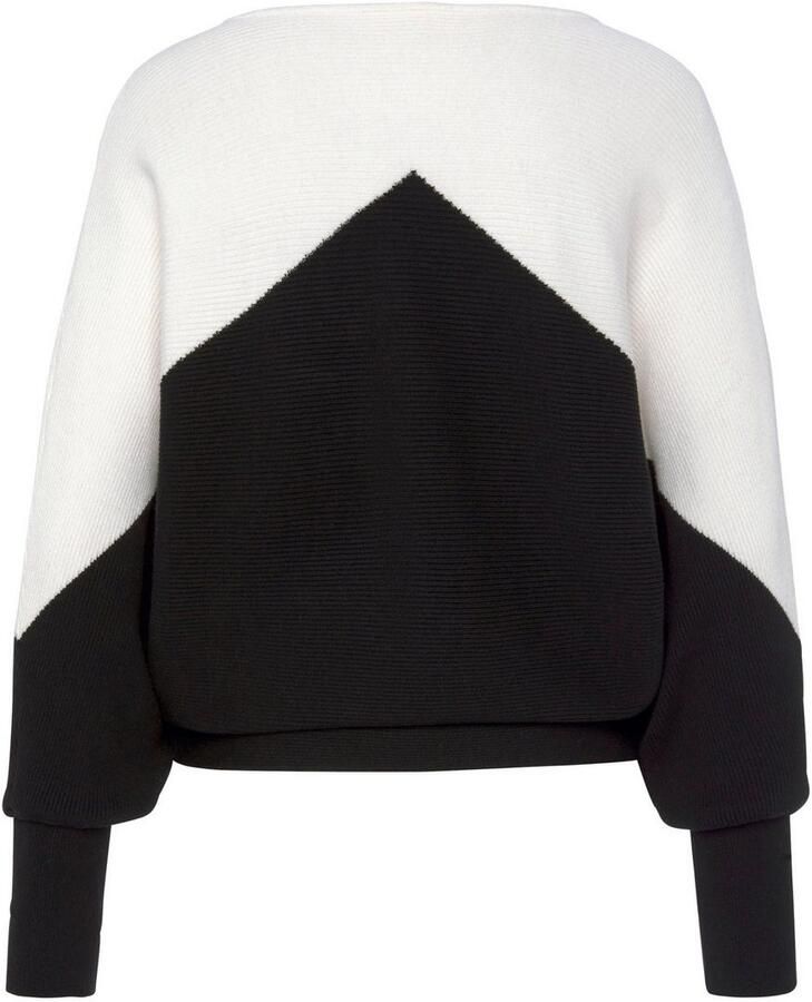 Lascana Gebreide trui met colorblock-look en lichte vleermuismouwen