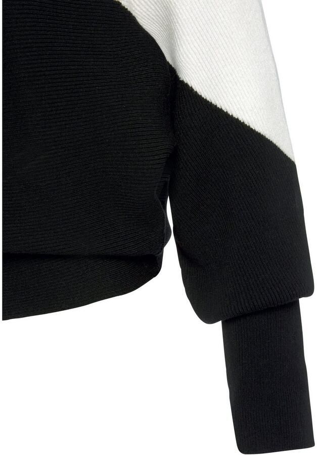 Lascana Gebreide trui met colorblock-look en lichte vleermuismouwen - Foto 6