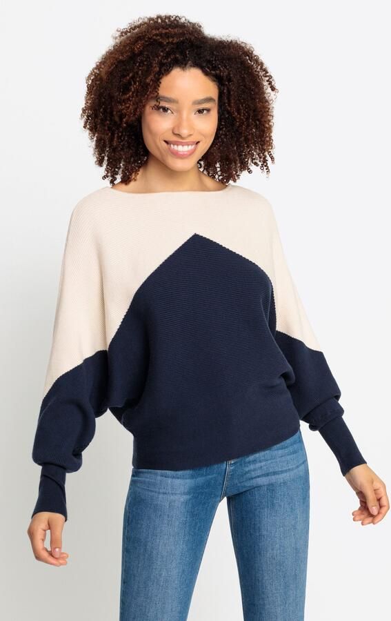 Lascana Gebreide trui met colorblock-look en lichte vleermuismouwen - Foto 5