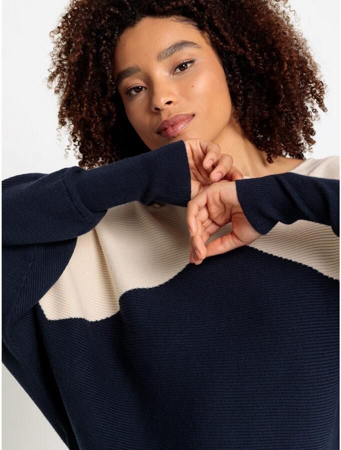 Lascana Gebreide trui met colorblock-look en lichte vleermuismouwen - Foto 2