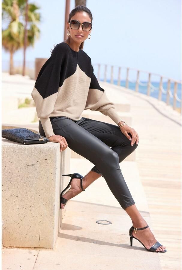 Lascana Gebreide trui met colorblock-look vleermuismouwen modieus - Foto 4