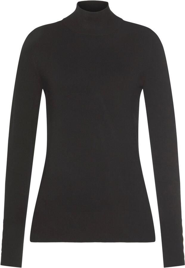 Lascana Gebreide trui met decoratieve knopen aan de mouwzoom lichte coltrui basic - Foto 7