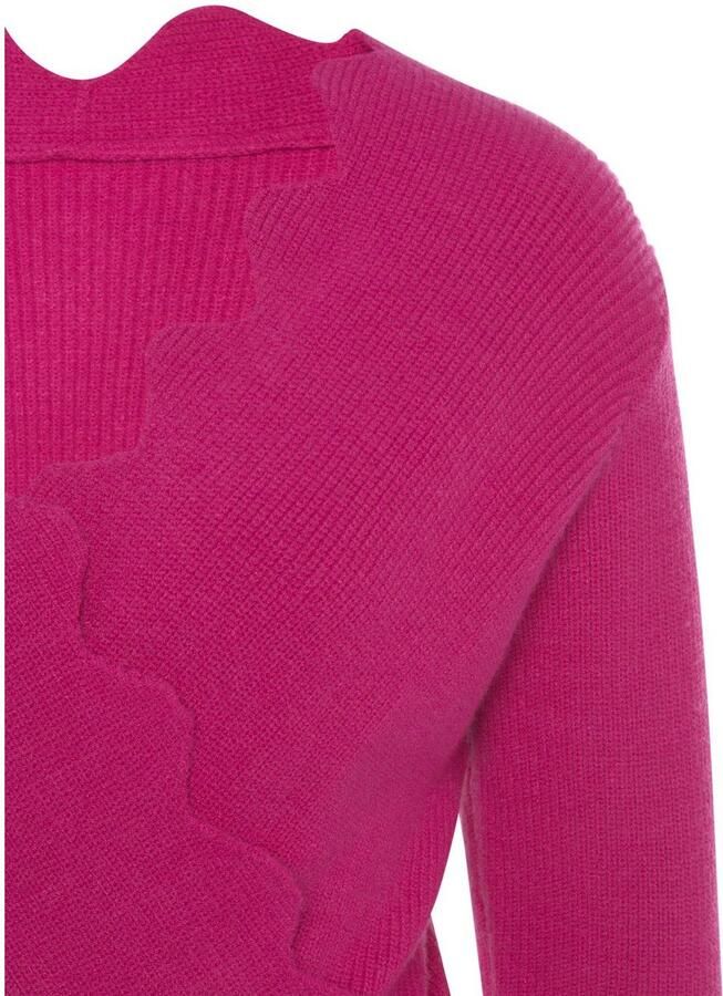 Lascana Gebreide trui met golfrand modieuze damespullover met bijzondere halslijn