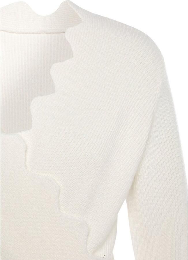 Lascana Gebreide trui met golfrand modieuze damespullover met bijzondere halslijn