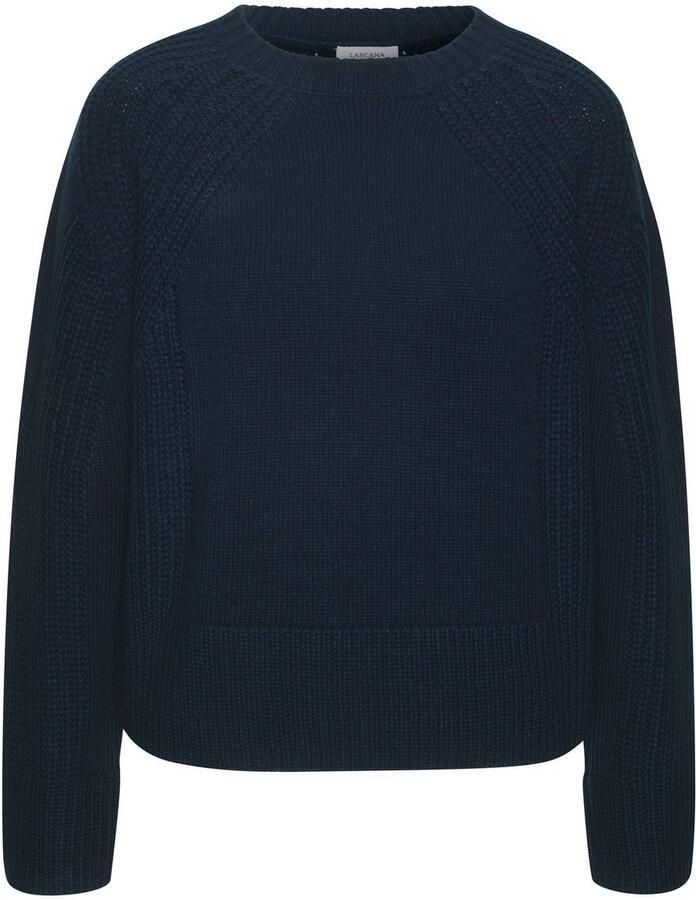 Lascana Gebreide trui met grof brei-details dames trui met ronde hals