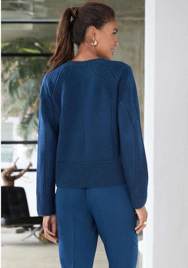 Lascana Gebreide trui met grof brei-details dames trui met ronde hals - Foto 4