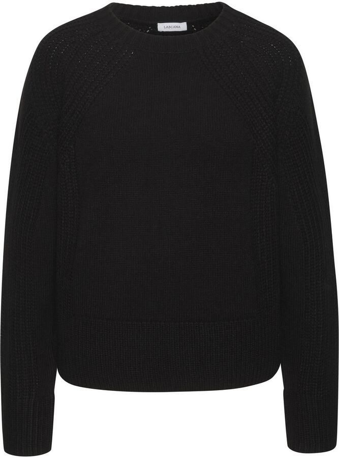 Lascana Gebreide trui met grof brei-details dames trui met ronde hals