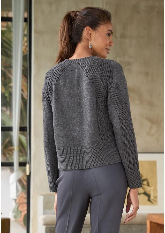 Lascana Gebreide trui met grof brei-details dames trui met ronde hals - Foto 3